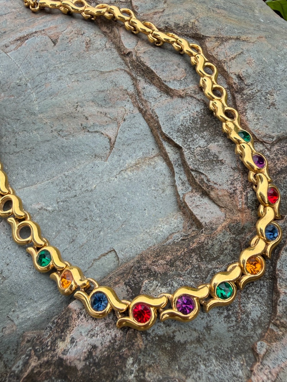 Vintage Napier Mutlicolor Byzantium Gold Chain Necklace
